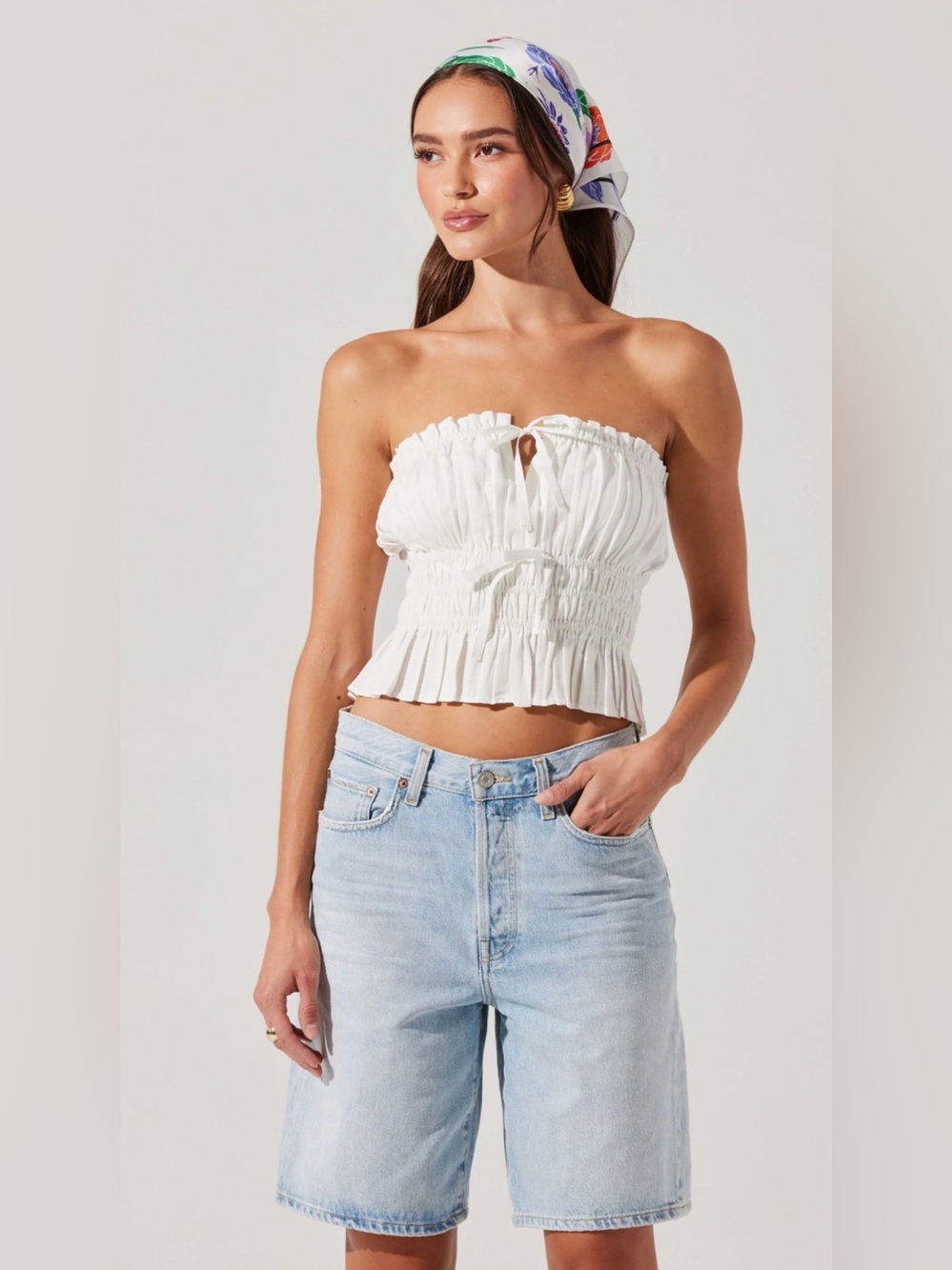 Biffy Smocked Tube Top by ASTR THE LABEL.